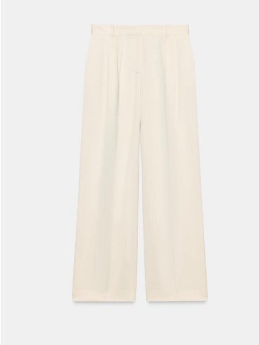 ZARA High Waist Satin Ivory Pleated Straight Leg Trousers Pants sz Medium - Picture 5 of 8